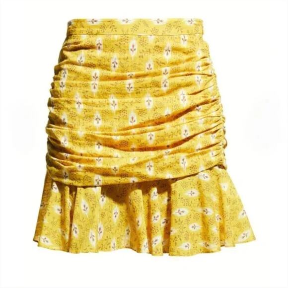 Veronica Beard Taras Ruched Mini Skirt in Sun Multi - Picture 2 of 7